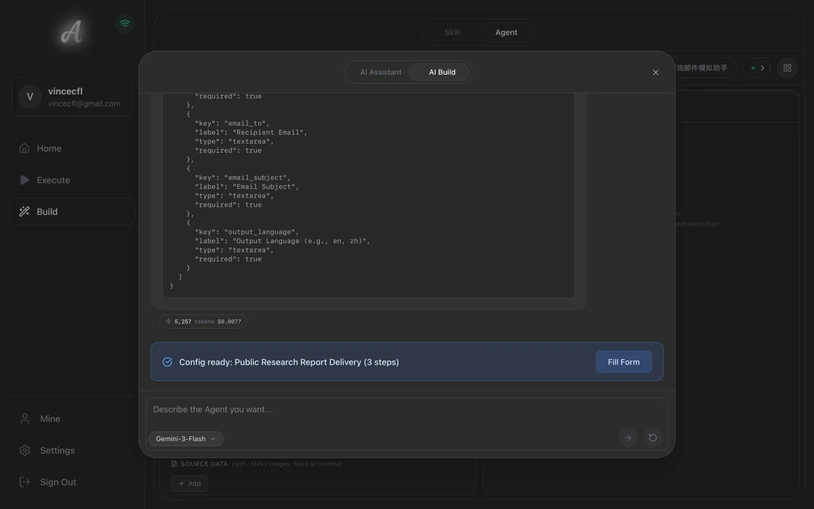 AI Build result with Fill Form