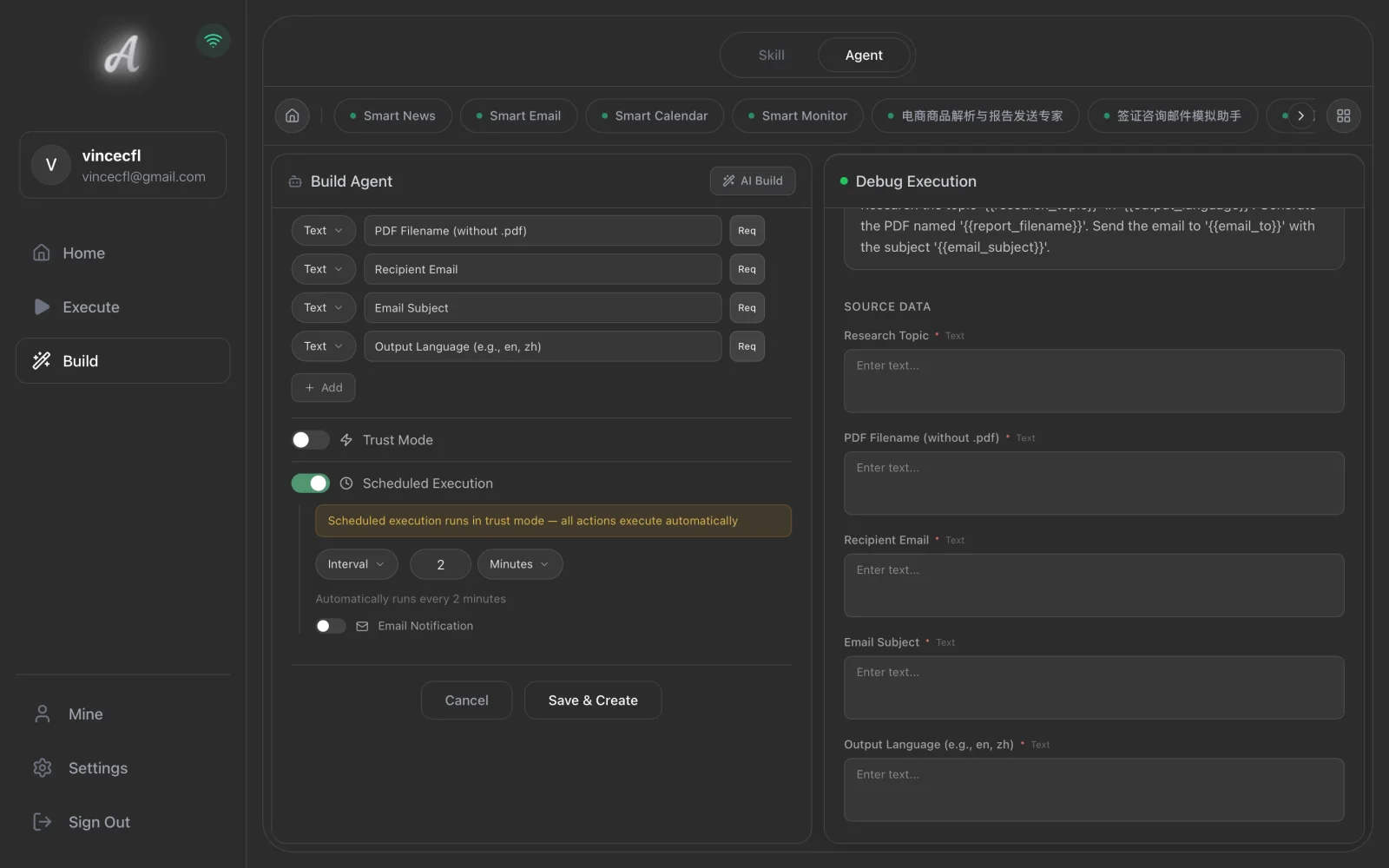 Trust Mode and schedule settings